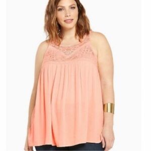 Torrid Women’s 1 Pink Gauze Crochet Tank Top